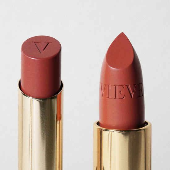 Close-up imagery of Satin Slip Lipstick and Modern Matte Lipstick showcasing the different applicator shapes