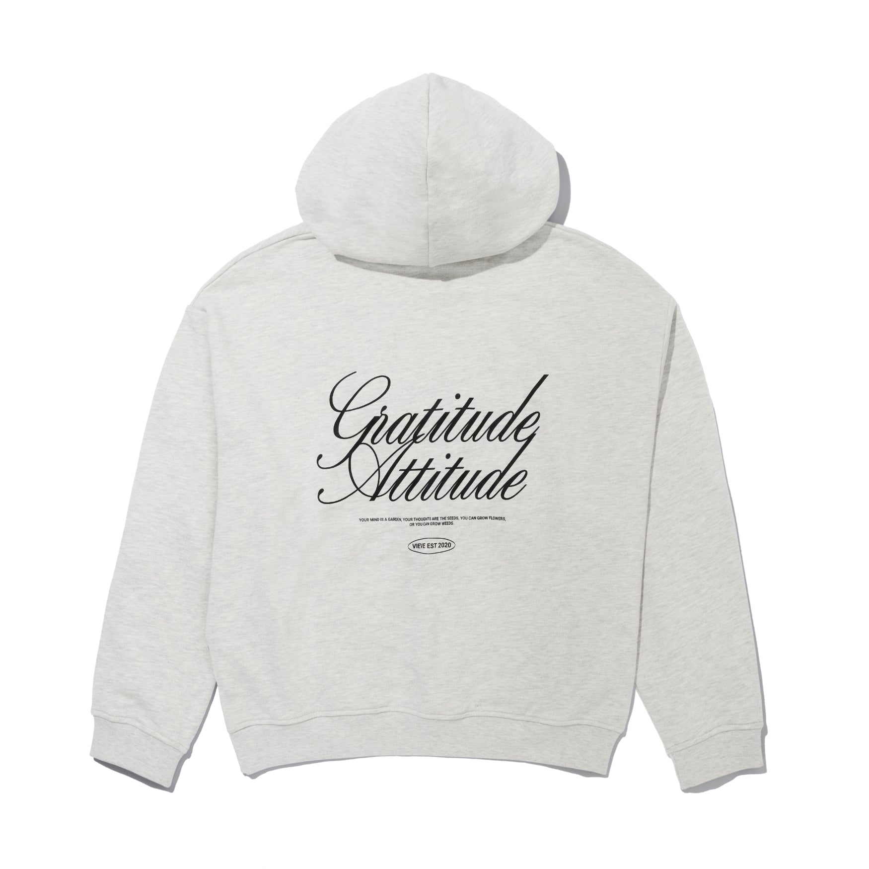 VIEVE Gratitude Attitude Hoodie Light Grey Marl Oversized Hoodie