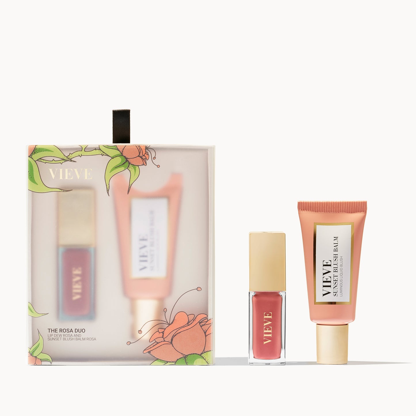 VIEVE The Rosa Duo Sets vieve-rose-pink-lip-gloss-liquid-blush-gift-set-2b