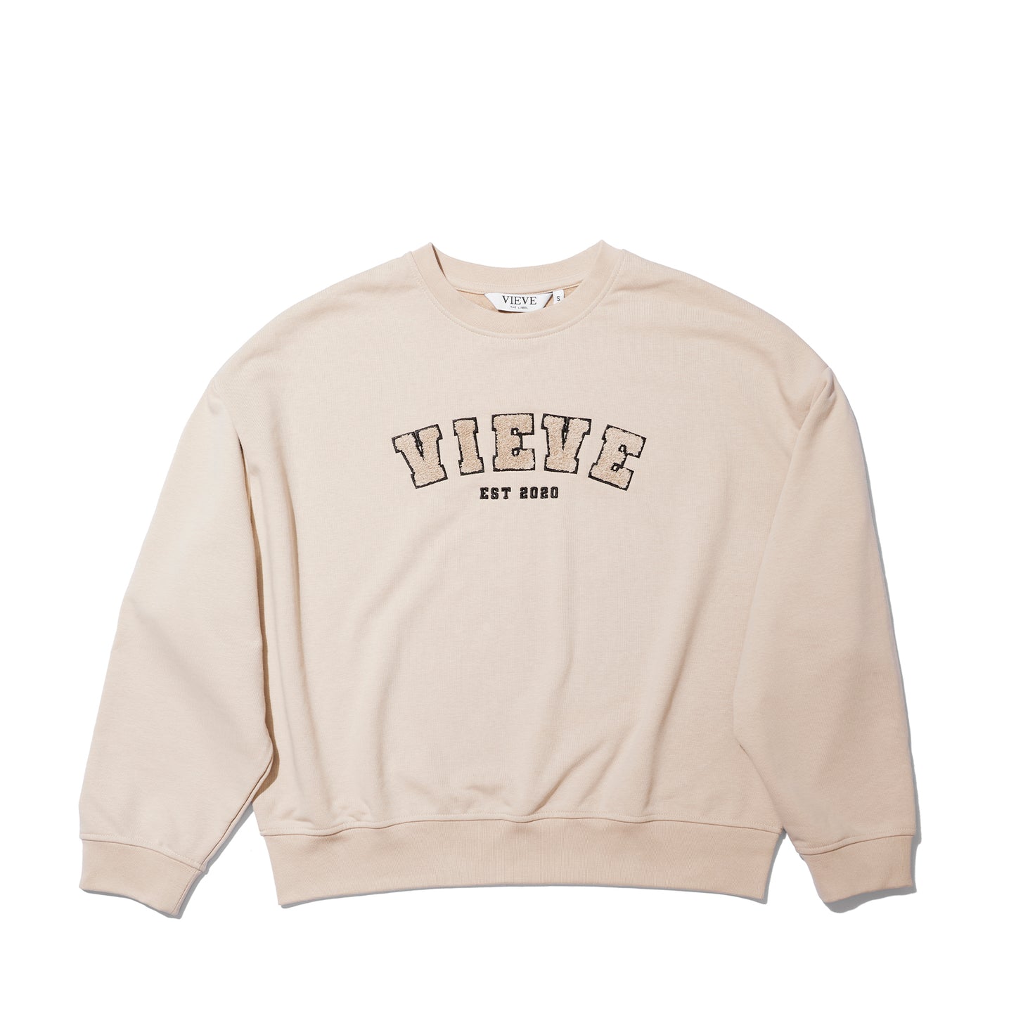 VIEVE Varsity Sweatshirt Apparel vieve-beige-varsity-sweatshirt-1