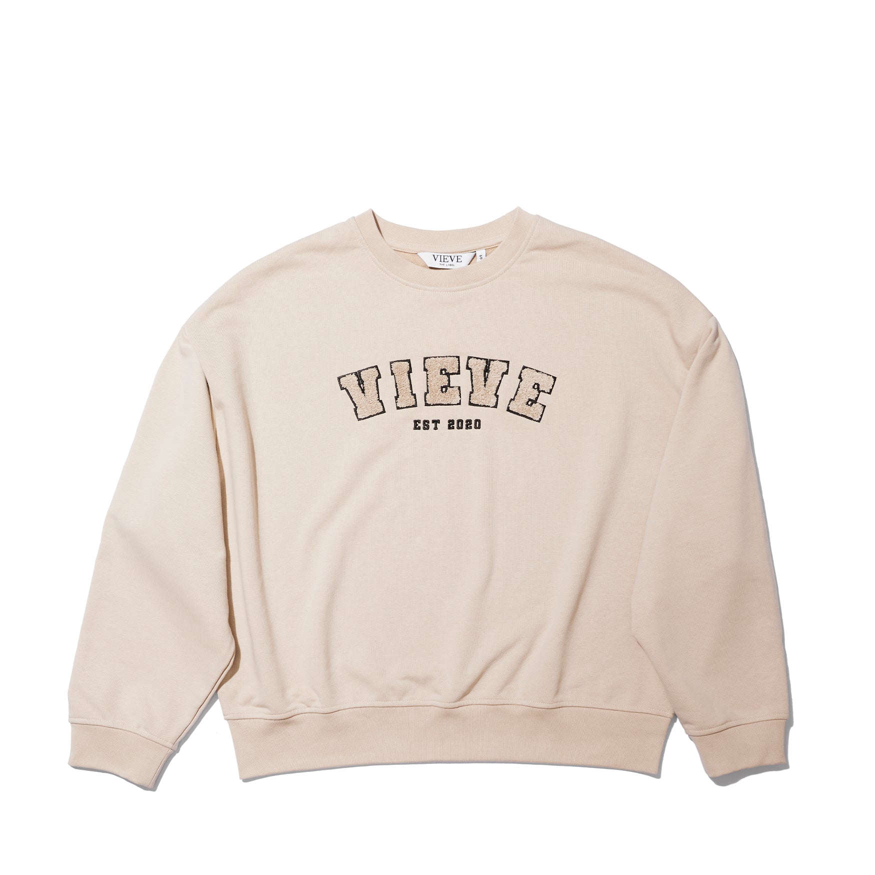 VIEVE Varsity Sweatshirt Apparel vieve-beige-varsity-sweatshirt-1