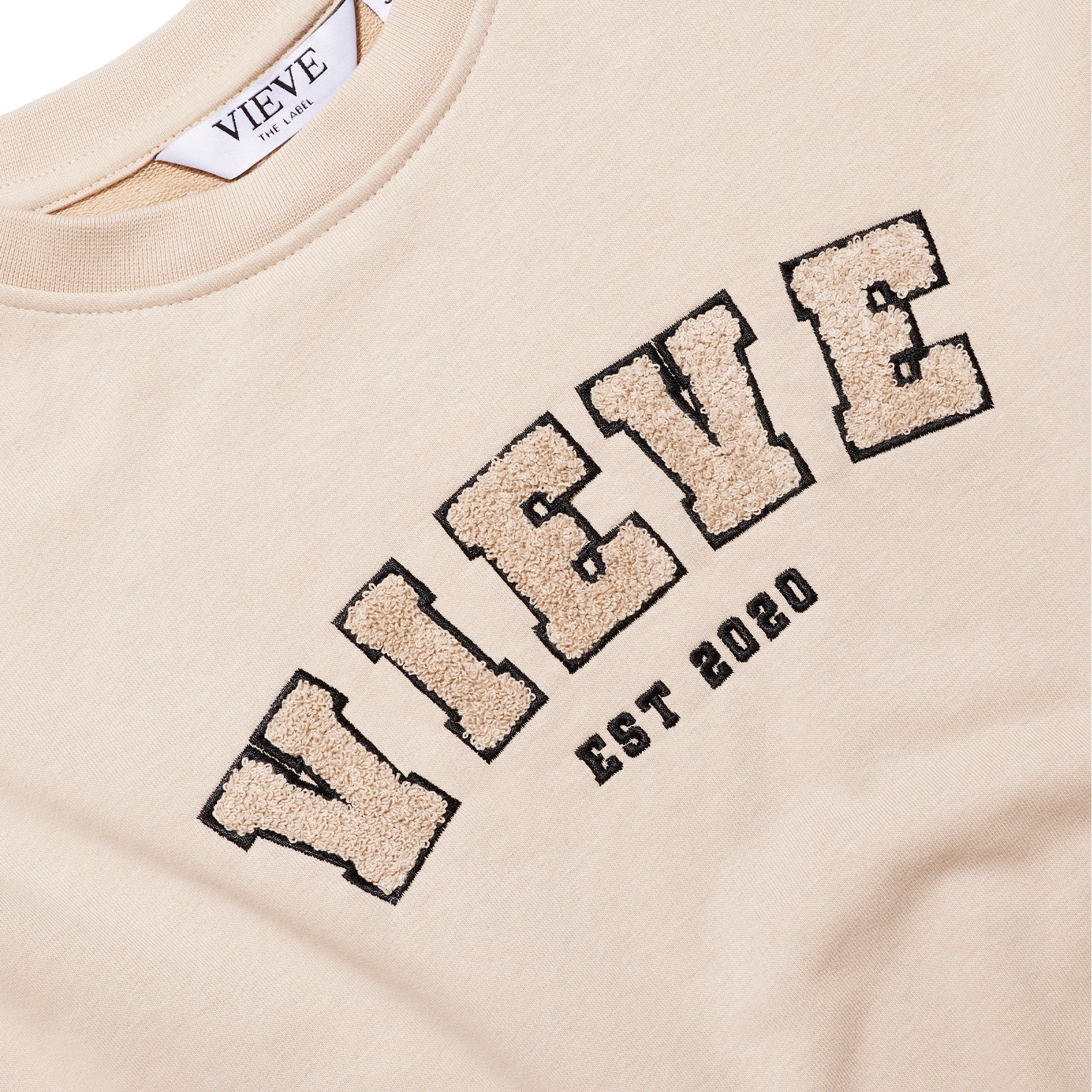 VIEVE Varsity Sweatshirt Apparel vieve-beige-varsity-sweatshirt-3