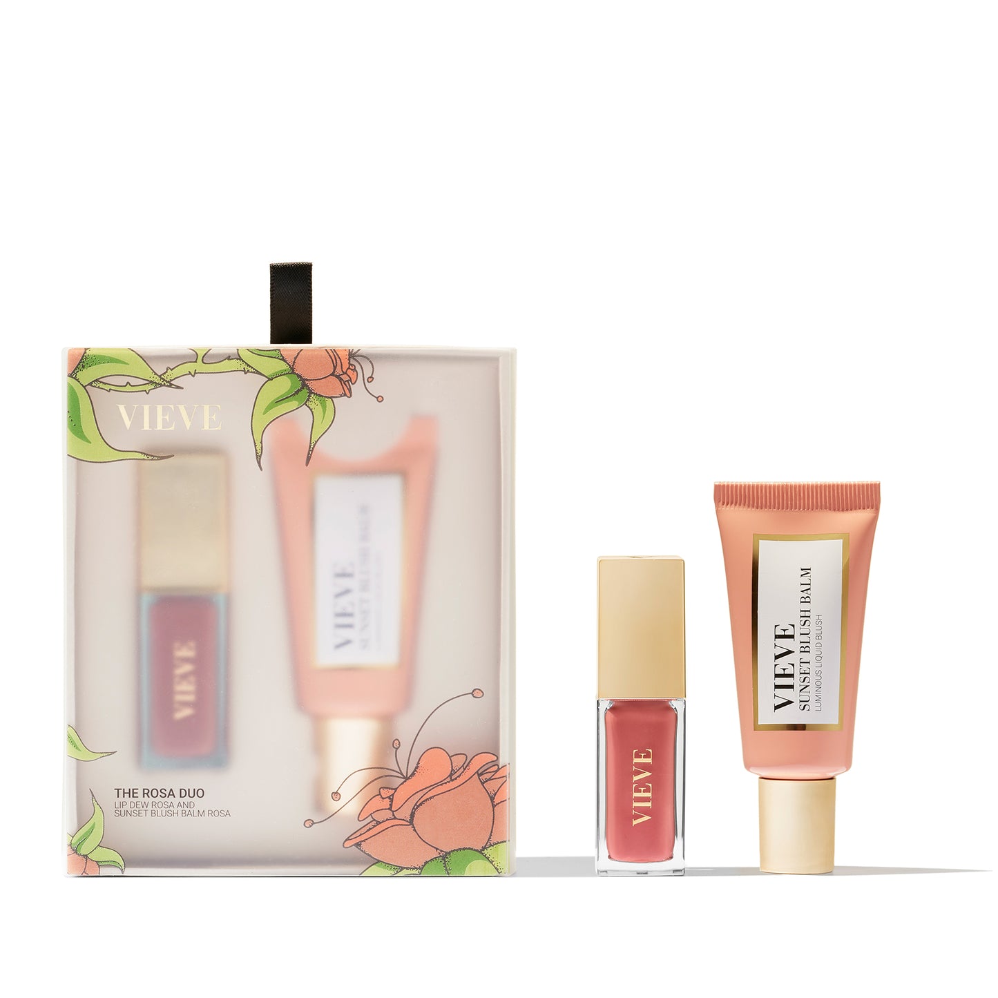VIEVE The Rosa Duo Sets vieve-rose-pink-lip-gloss-liquid-blush-gift-set-1