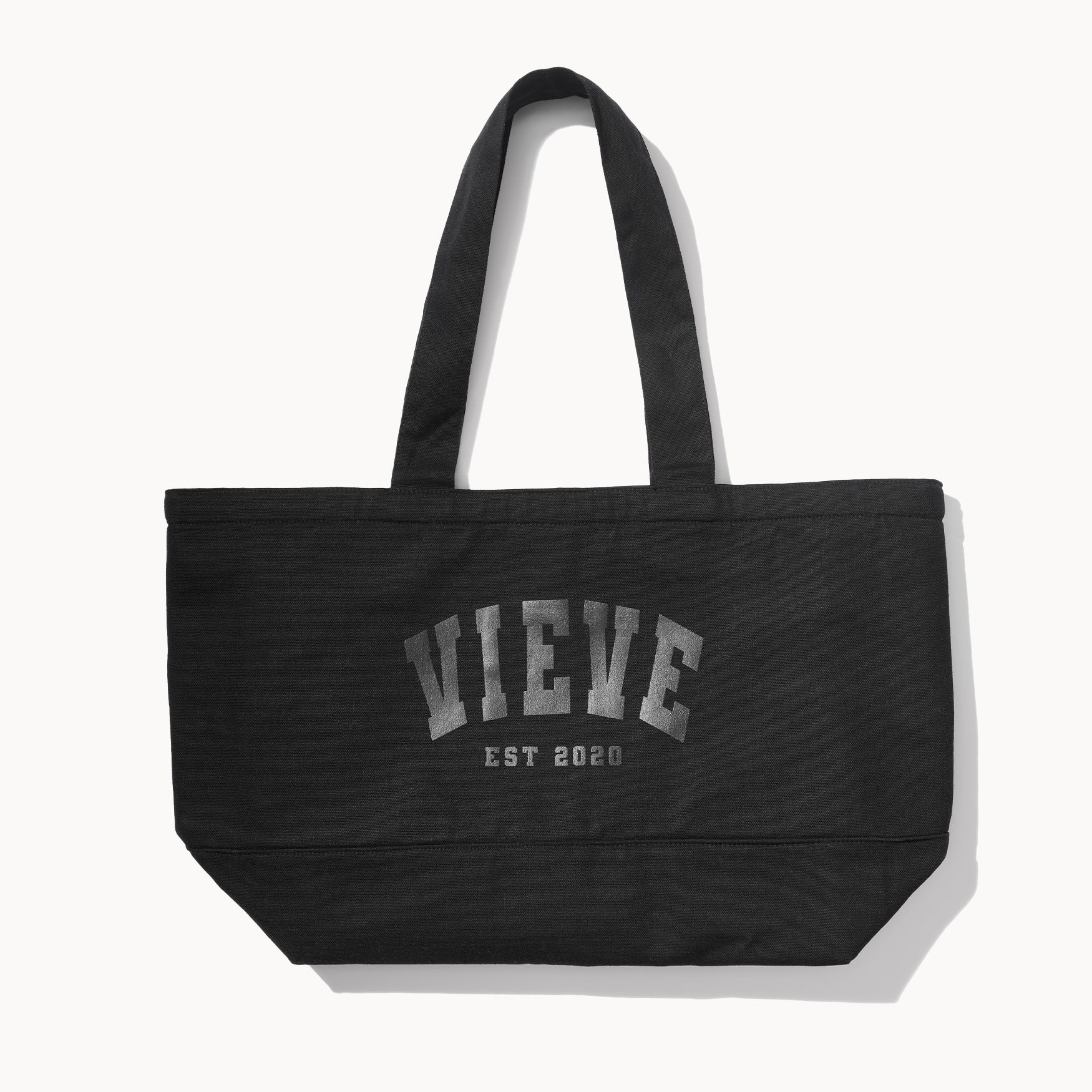 The Vieve Varsity Tote Bag 2.0 | Durable Black Canvas Tote – VIEVE