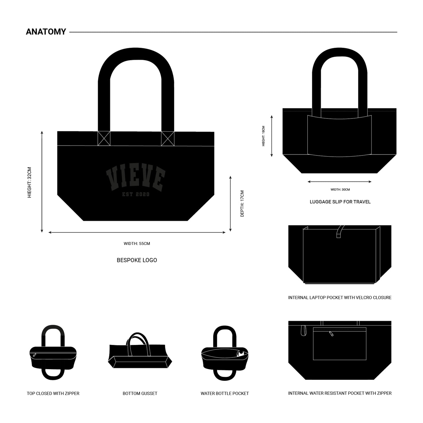 VIEVE The Varsity Tote 2.0 Accessories vieve-the-varisty-tote-bag-black-4